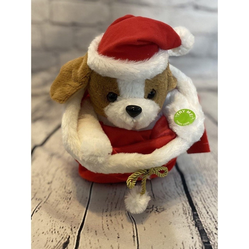 NWT Vintage Animatronic Peekaboo Christmas Talking Dog Works (See Video)